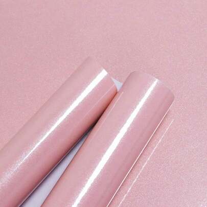 1 Roll Of Light Pink Countertop Contact Paper Glitter Thickened Peeling And Sticking Wallpaper Waterproof Self-Adhesive Removable Vinyl Film Wallpaper Kitchen Cabinet Furniture DIY