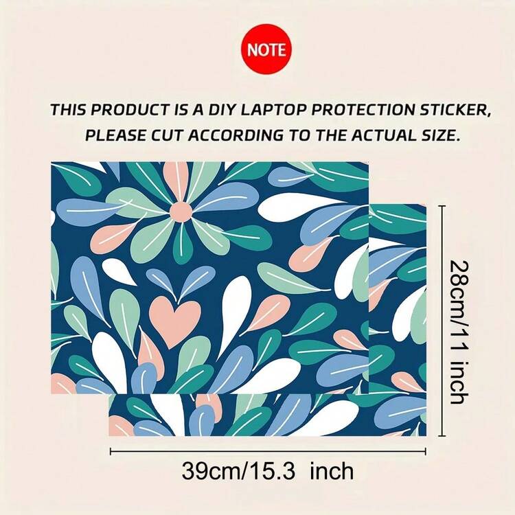 1 set de 2 pegatinas para laptop, película de cubierta frontal para computadora con diseño de acuarela floral DIY, piel adhesiva mate removible y antiarañazos adecuada para personalizar diversos productos digitales - Multicolor - Añade 3