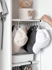 2pcs/1pc Iron Wall Mounted Hat Storage Rack Without Punching Holes, Iron Storage Hanger With 6 Hooks, Portable Multifunctional Storage Hanger, Door Hat Rack, Wardrobe Cabinet Storage Rack, Bag Storage Suitable For All Types And Sizes Of Hats, Can Be Used In The Kitchen, Gender Reveal Party, Perfect For Birthdays, Weddings, Parties, The Perfect Gift For Colleagues, Friends, And Family, Back To School