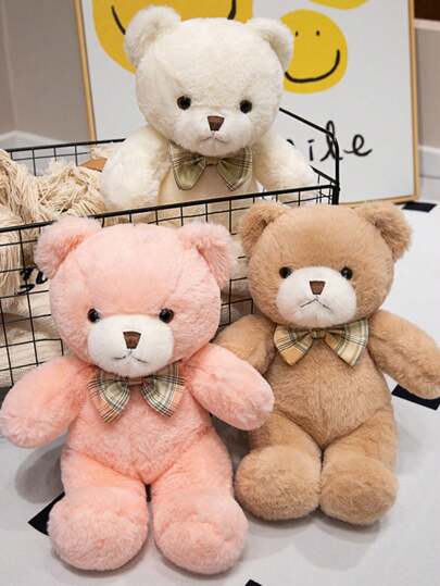 11.81" Cute Bowknot Teddy Bear Plush Toys,Soft Teddy Bear Stuffed Animals - Perfect For Valentine's Day & Christmas Gifts, Soft Cuddly Companion For Kids, Ideal For Home Decor