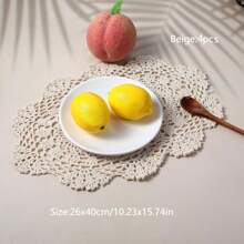 Rendas Trançadas Individuais, Jogos Americanos de Crochê Feitos à Mão, Toalha de Mesa de Renda Vazada, Toalha de Mesa Oval, Porta-copos de Renda Floral Vintage para Decoração da Sala de Estar, Mesa de Centro, Decoração Doméstica a Prova de Poeira, Melhores Presentes