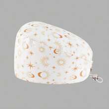 1 pieza Visera de sol de mujer de poliéster con estampado de frutas, flores y animales, ajustable, adecuada para médicos, enfermeras, amas de casa y talla grande, práctica para ser antibacteriana y antipolvo, apta para todo el año
