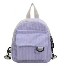 Women's Mini Backpack Fashion Solid Color Corduroy Small Simple Casual Traveling Large Capacity Durable Female's Schoolbag