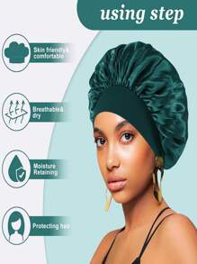 Gorro de satén de gran borde con gran elasticidad, gorro de belleza y salón para el cuidado del cabello de las mujeres, gorro de maternidad/quimioterapia, gorro, gorro de ducha, productos y accesorios para el cabello para esenciales de viaje, regreso a la escuela, esenciales de viaje y vacaciones, accesorios para el cabello para mujeres, cabello, viaje, productos para el cabello, herramientas para el cabello, cosas para el cabello, barbero, accesorios de barbero, barbería, equipo de peluquería - Multicolor - Ver 5