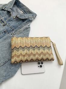 Tropiscape Modna, wiosenno-letnia, wielofunkcyjna torba kopertowa z tkaniny, swobodna torebka w bloki kolorów z falowanym wzorem, jesień, Boże Narodzenie, zima, prezenty świąteczne - Wielokolorowe - Zobacz 11