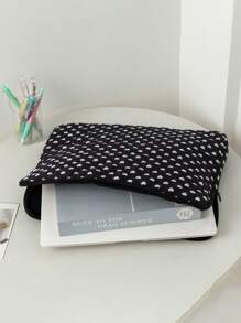 1 件可爱少女粉色蝴蝶结和时尚黑色心形图案平板电脑包，泫雅风格粉色花朵平板电脑包，11/13/15 英寸电脑包 Ipad 包笔记本电脑包，11、13、15 英寸便携式台式机保护包适用于 Mac Book ASUS 平板电脑手提包保护套 9-11 英寸兼容 Ipad Air 4 5 Pro 11 Mini 5 6 IPad 保护套防震包 - 彩色 - 查看 7