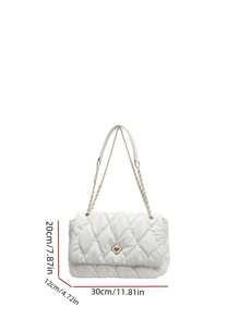 Women's Shoulder Bag Diamond Embroidery Line Flip Soft Bag Pillow Bag Large Capacity Portable Fashion Bag - White - View 9