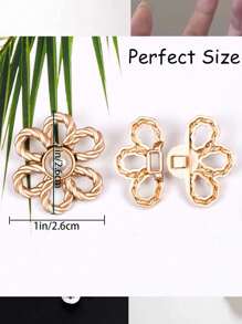 8 piezas/4 Sets de pantalones tipo button con flores, Set de aros de cintura sin costuras ni herramientas, anzuelos decorativos desmontables para jeans sueltos, pantalones, faldas y mangas - Multicolor - Ver 9