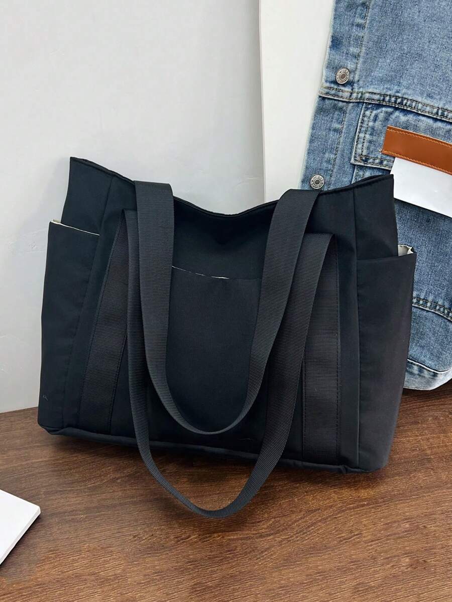 Simple Commuting Versatile Large Capacity Tote Bag, Highly Attractive Artistic College Student Class Shoulder Cloth Bag Beach Bag Travel Bag Luggage - Multicolor - View 1