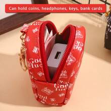 1pc Chinese Style Creative Purse Cute Mini Zipper Storage Bag For Keys Earphones Lip Balm Keychain Wallet Purse Wallet Mini Wallet Coin Wallet - Multicolor - View 4