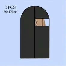 Fundas de Zuecos a Prueba de Polvo, Fundas Impermeables para Ropa, Protector de Trajes y Vestidos, Bolsas Colgantes para Ropa, Organizador de Armario - Negro - Ver 9