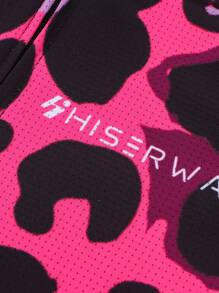 HISERWA Conjunto de jersey de ciclismo de manga corta con estampado de leopardo morado, jersey de ciclismo transpirable y de secado rápido para mujer, jersey de ciclismo de manga larga transpirable y de secado rápido para bicicleta de montaña - Rosa - Ver 8