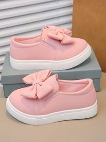 1 Pair Girls Princess Style Pink Bow Decor Sport Shoes, Suitable For Performance, Students, Kids - Pink - View 4
