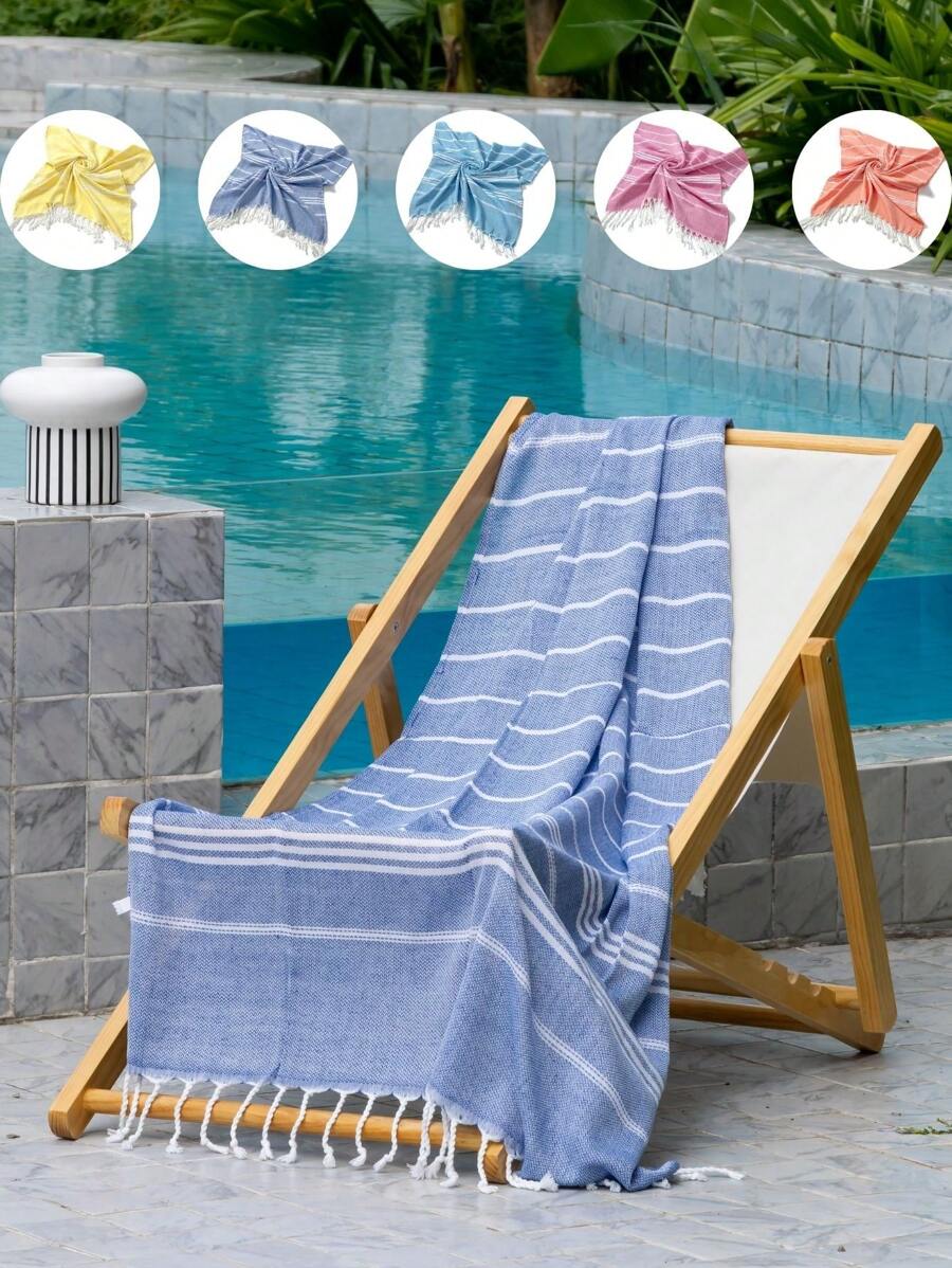 1 Piece Turkish Beach Towel With Tassels, Spa Towel, Fringed Bath Towel, Bohemian Towel, Tropical Rhinestone Towel, Beach Accessories Summer, Holiday Bathroom Decor Travel Essentials Travel Accessories Beach Essentials