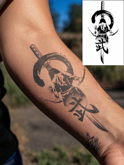 1 件，武士剑，革命性技术纹身，半永久纹身，纹身，临时纹身，假纹身，防水，逼真纹身，果汁纹身，可持续 7 至 15 天。