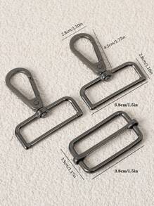 3件套行李带配件套装，包括肩带扣、D形环、锌合金旋转钩、DIY包袋五金件