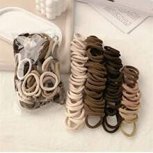 50/100 件装纯色发绳女网红ins简约发圈马尾头绳高弹力橡皮筋配饰 - 彩色 - 查看 5