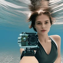 Appareil photo numérique étanche certifié IPX8 [sans carte TF], en matière plastique avec accessoires pour la natation, le surf, la plongée et le cyclisme.
