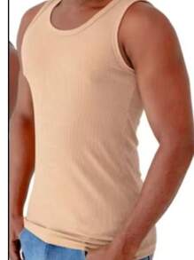Men's American Style Ribbed Knit Tank Top - Màu Khaki - Xem 3