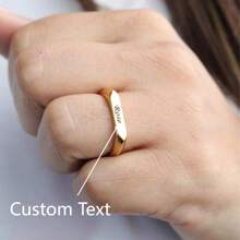 A Stylish Custom Laser Engraved Name Stainless Steel Long Ring Suitable For Daily Wear Holiday Anniversary Gift
