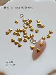 200Pcs Metallic Heart & Heart Shape Decor Rivet For Nail Art Crafts Nail Supplies Nails Nail Charms Nail Gems - Multicolor - View 15