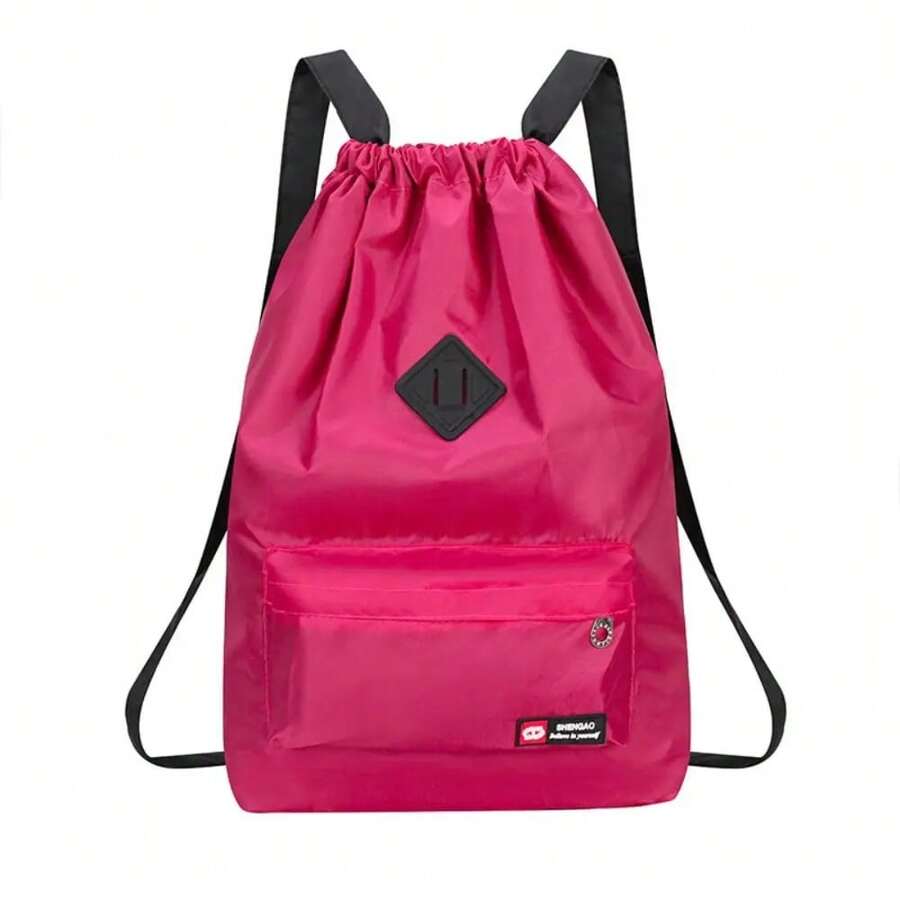 Student Backpack Women Bags Waterproof School Bag Fashion Drawstring Travel Bag INS Large Capacity - Pink - View 1