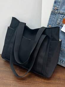 Simple Commuting Versatile Large Capacity Tote Bag, Highly Attractive Artistic College Student Class Shoulder Cloth Bag Beach Bag Travel Bag Luggage - Multicolor - View 3