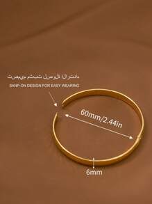 1/3/6件套简约经典几何棱柱金色开口手链，女士日常佩戴，精致珠宝礼品，不含包装盒 - 6M - 查看 5