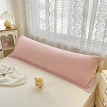 1 pièce Taie d'oreiller de couleur unie, nouvelle, douce et agréable pour la peau, housse de coussin double, couleur macaron, simple/double, taie d'oreiller de couple (intérieur non inclus), style Ins, convient pour toutes les saisons - Rose pâle - Voir 6