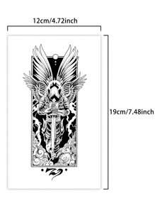 1 Piece, Angel Coming, Revolutionary Technology Tattoo, Semi Permanent Tattoo Patch, Magic Tattoo, Temporary Tattoo, Fake Tattoo, Waterproof, Realistic Tattoo, Juice Tattoo Patch, Can Last For 7 To 15 Days. - Black - View 5