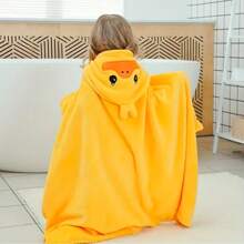 1 Stück Kinder Korallenfleece Kapuzenmantel Bademantel, Cartoon Design weiches saugfähiges Schwimmponcho