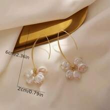 1 paire de boucles d'oreilles élégantes à perles acryliques, style simple et chic pour femmes, à porter au quotidien et en soirée. Accessoire polyvalent toutes saisons.
