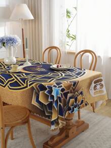 1 pieza Mantel rectangular impermeable y antióleo, con impresión digital moderna para celebración de festivales, decoración de mesa para comedor interior y exterior