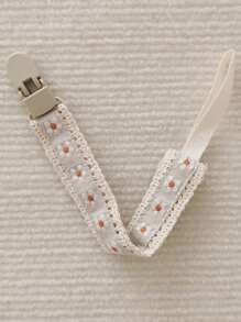 2 件/1 件套蕾丝花朵复古图案可爱婴儿奶嘴夹、缝制出牙玩具、塑料奶嘴夹链