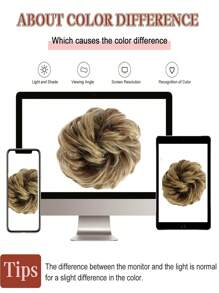 1pc Synthetic Hair Bun Extensions Messy Curly Elastic Hair Scrunchies Hairpieces Synthetic Chignon Donut Updo Hair Pieces For Women - Multicolor - View 7