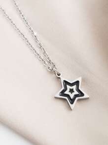 1 件不锈钢简约星形吊坠项链