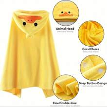 1 Stück Kinder Korallenfleece Kapuzenmantel Bademantel, Cartoon Design weiches saugfähiges Schwimmponcho