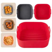 Bandeja Forma Cesta De Silicone Para Airfryer 20,5x20,5
