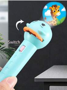 3岁以上儿童适用40/80图案塑料投影手电筒，可爱随机图案投影灯，适合家庭使用，3-10岁男孩女孩玩具及礼物（粉色、绿色、黄色），学习用品，儿童玩具，礼品，含电池，小心小零件