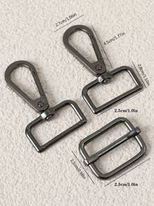 3件套行李带配件套装，包括肩带扣、D形环、锌合金旋转钩、DIY包袋五金件