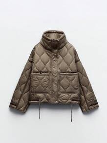 Women Winter Coats - 卡其色 - 查看 8