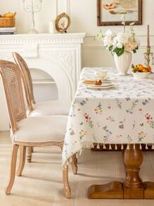 1 szt. Kolorowy, drobny kwiatowy obrus z frędzlami w kształcie motyla, rustykalny prostokątny obrus na stół, zmywalna, przeciwporostowa, przeciwkurzowa ściereczka do kuchni, jadalni, na imprezy, pikniki, wesela, do użytku wewnątrz i na zewnątrz