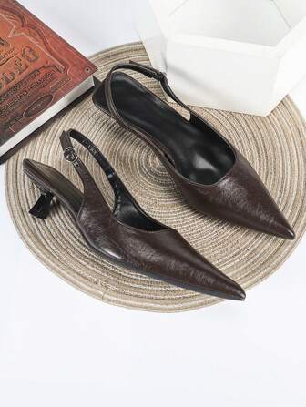 Fall/Winter 2025 Women's Black High Heel Pumps, 4cm Kitten Heel Shoes, Party High Heels, Formal Shoes, Slip-On Backless High Heels, Stiletto Heel Party High Heels, Pointed Toe High Heels,Elegant