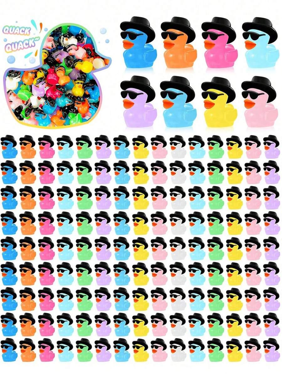 50pcs-Mini Resin Ducks With Sunglasses Hat Tiny Duck Figurines Multicolor Miniature Halloween Resin Duck Figures, Tiny Miniature Ducks Mini With Xmas Hat Figures Tiny Duck Accessories For Craft Home Prank Game Dollhouse Party For Xmas, Craft,Slime, Home Decorations,Christmas Party Gifts,Mini Ducks,Horticultural Ornaments - Multicolor - View 1