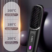 便携式无线直发梳，USB 充电，三种温度设置，防烫，非常适合居家办公旅行日常使用，是送给女士的礼物。 - 彩色 - 查看 8