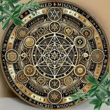 1 bucată Messiah Metatron Cube Circular Metal Wall Art, Home, Cafe, Apartment Metal Decor, potrivit pentru Crăciun, Halloween, Anul Nou