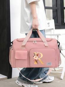 Oxford Cloth Material, Fashionable Style, Wet & Dry Separate, Adjustable Shoulder Strap, Multi-Pocket Storage, Large Capacity Multifunctional Black Travel Bag, Handbag, Crossbody Bag, Shoulder Bag, Separate Space For Storing Shoes, Suitable For Vacation, Travel, Fitness, Exercise, College Bag For School School Accessories School Stuff - Pink - View 30