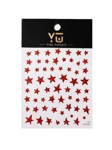 1 Pack Iridescent Star Nail Stickers, Glitter Luxury Style Self-Adhesive Nail Art Decals
