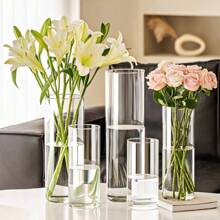 Nietłukący się wysoki plastikowy wazon cylindryczny, przezroczysty wazon huraganowy odpowiedni na różne festiwale, wystrój domu i hydroponikę - Przezroczysty - Zobacz 1
