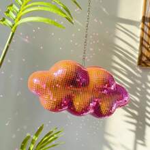 Disco Ball Cloud Shaped, Cute Disco Hanging Party Mirror Ball Decor With Chain, Retro Light Reflective Disco Ball For Party Home Decor, Disco Mirror Ball Ornaments, Pink,Silver, Rose Gold Room Decors Garden Decor Wedding Decor Home Decors - Multicolor - View 2